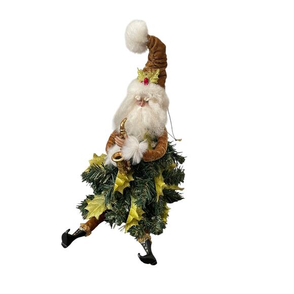Department 56 Whimsical Christmas Tree Santa Claus Woodsy Elf Saxophone Rare 14" - Picture 6 of 14